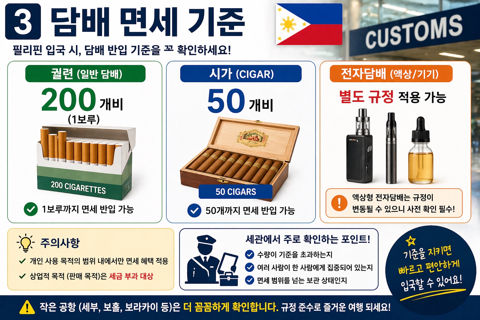 필리핀 담배 면세 기준 이미지